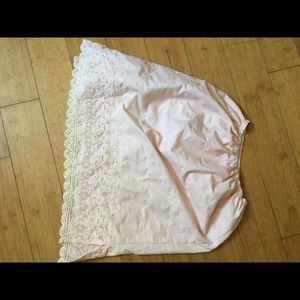 Vintage cotton skirt slip, light pink with lace